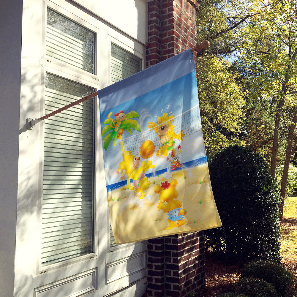 Bears playing Volleyball House Flag 28x40 Porch Sleeve Pole Decorative Outside Yard Banner Artwork Wall Hanging, Polyester
