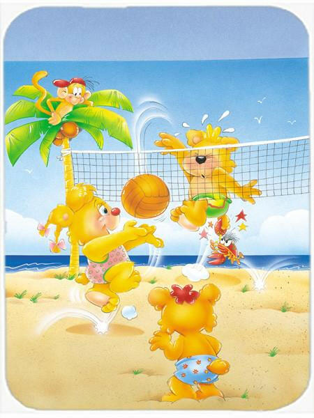 Bears playing Volleyball Cutting Board Tempered Glass Kitchen Cutting Surface, Heat Resistant Chopping, Non-Slip Feet, Food Prep & Serving