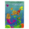 Teddy Bear Mermaid and Diver House Flag 28x40 Porch Sleeve Pole Decorative Outside Yard Banner Artwork Wall Hanging, Polyester