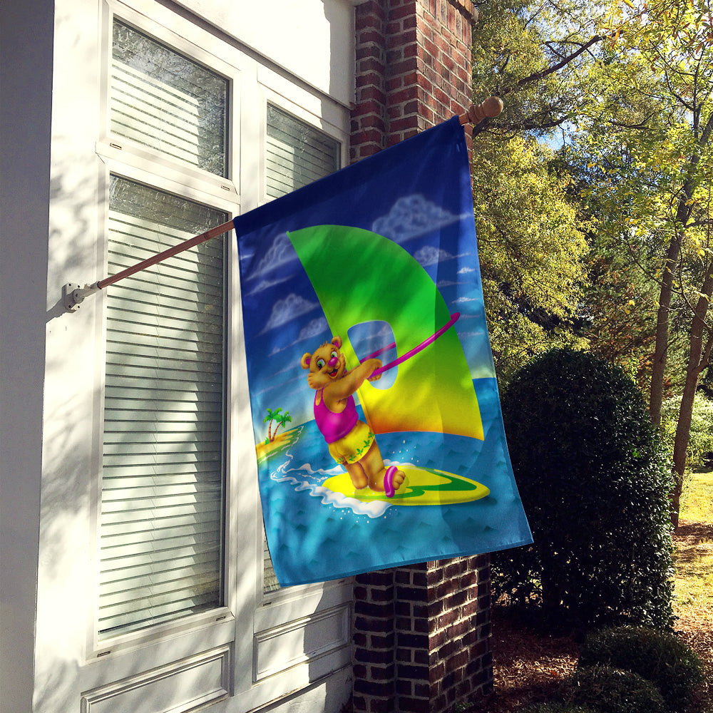 Teddy Bear Sailing House Flag 28x40 Porch Sleeve Pole Decorative Outside Yard Banner Artwork Wall Hanging, Polyester
