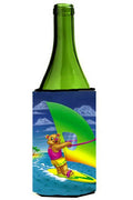 Teddy Bear Sailing Wine Bottle Hugger Gift Sleeve for Standard 750 ml Bottles, Insulated Reusable Also Fits Mini Shot & Pint Bottles