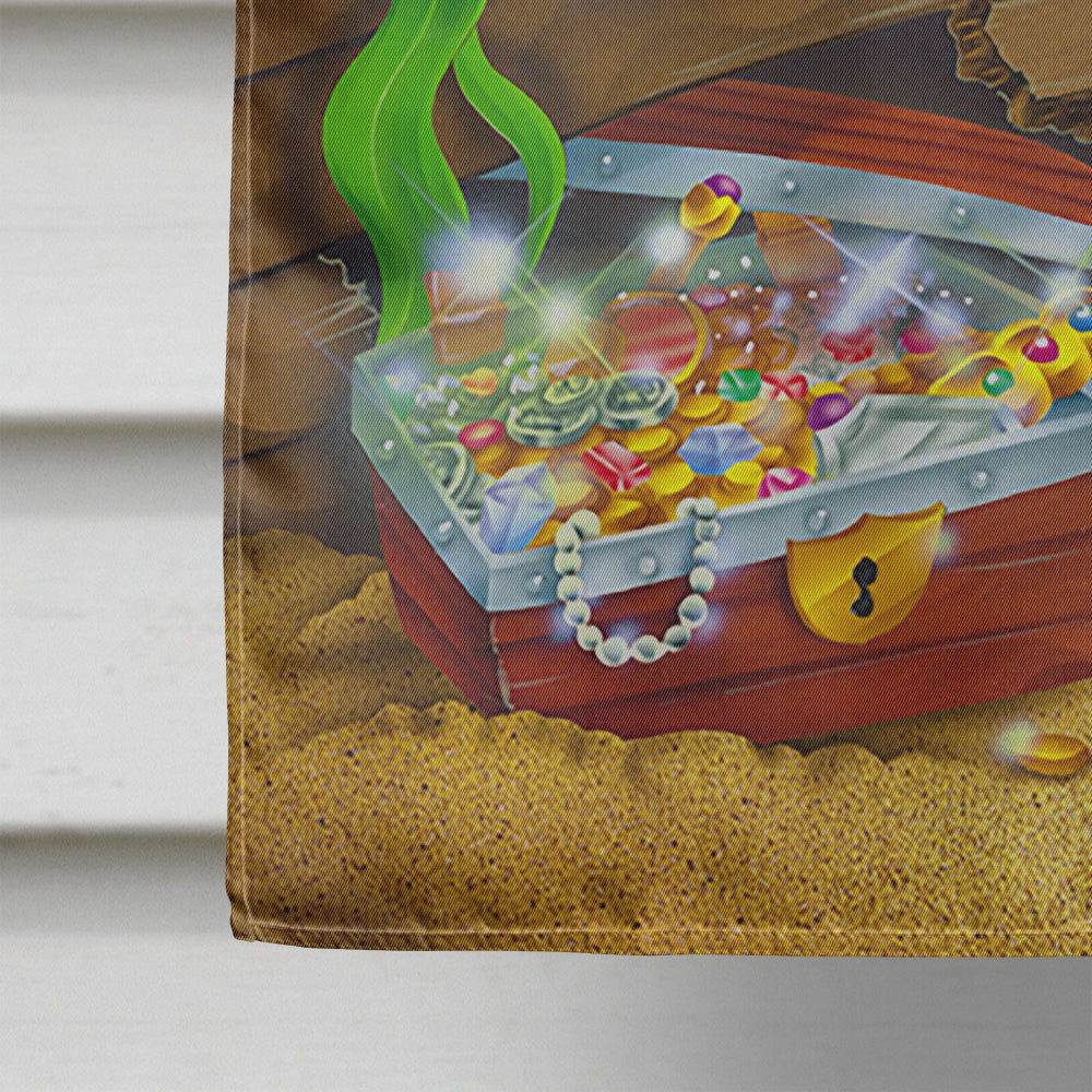 Dolphins Treasure Chest House Flag 28x40 Porch Sleeve Pole Decorative Outside Yard Banner Artwork Wall Hanging, Polyester