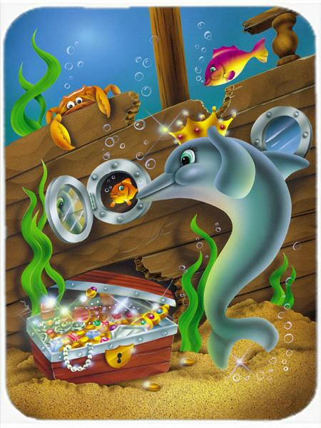 Dolphins Treasure Chest Mouse Pad, Heat Resistant Trivet Hot Pad , Non Slip Rubber Desk Mat, Kitchen Counter Protector, Home Office Decor Gift