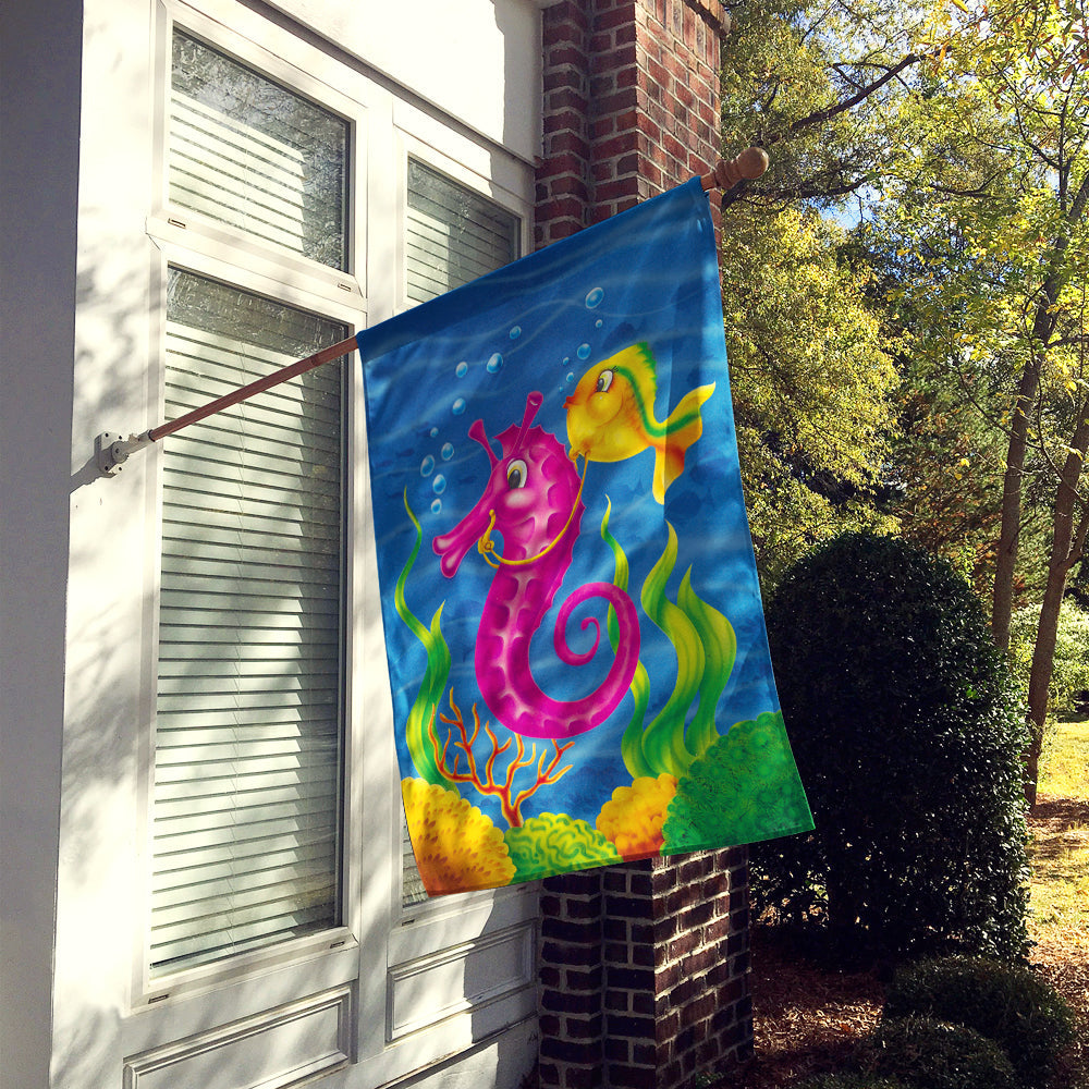 Seahorse Ride House Flag 28x40 Porch Sleeve Pole Decorative Outside Yard Banner Artwork Wall Hanging, Polyester