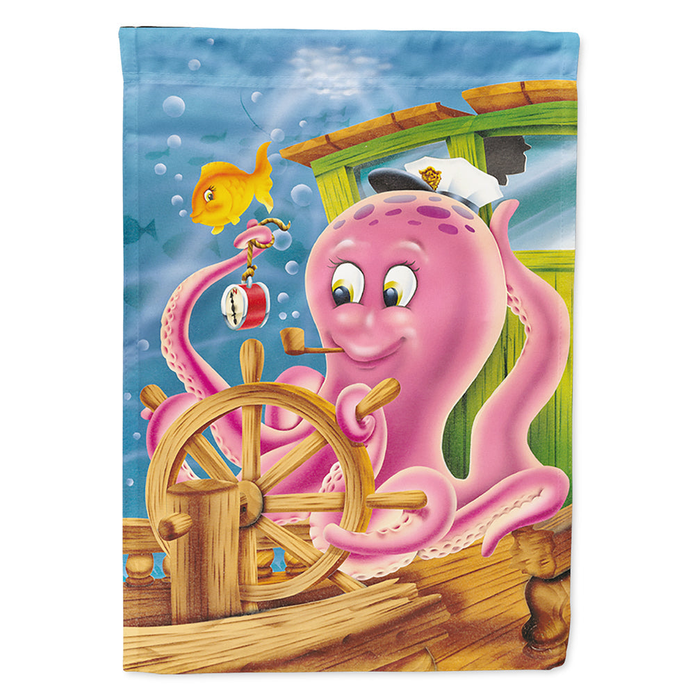 Captain Octopus House Flag 28x40 Porch Sleeve Pole Decorative Outside Yard Banner Artwork Wall Hanging, Polyester