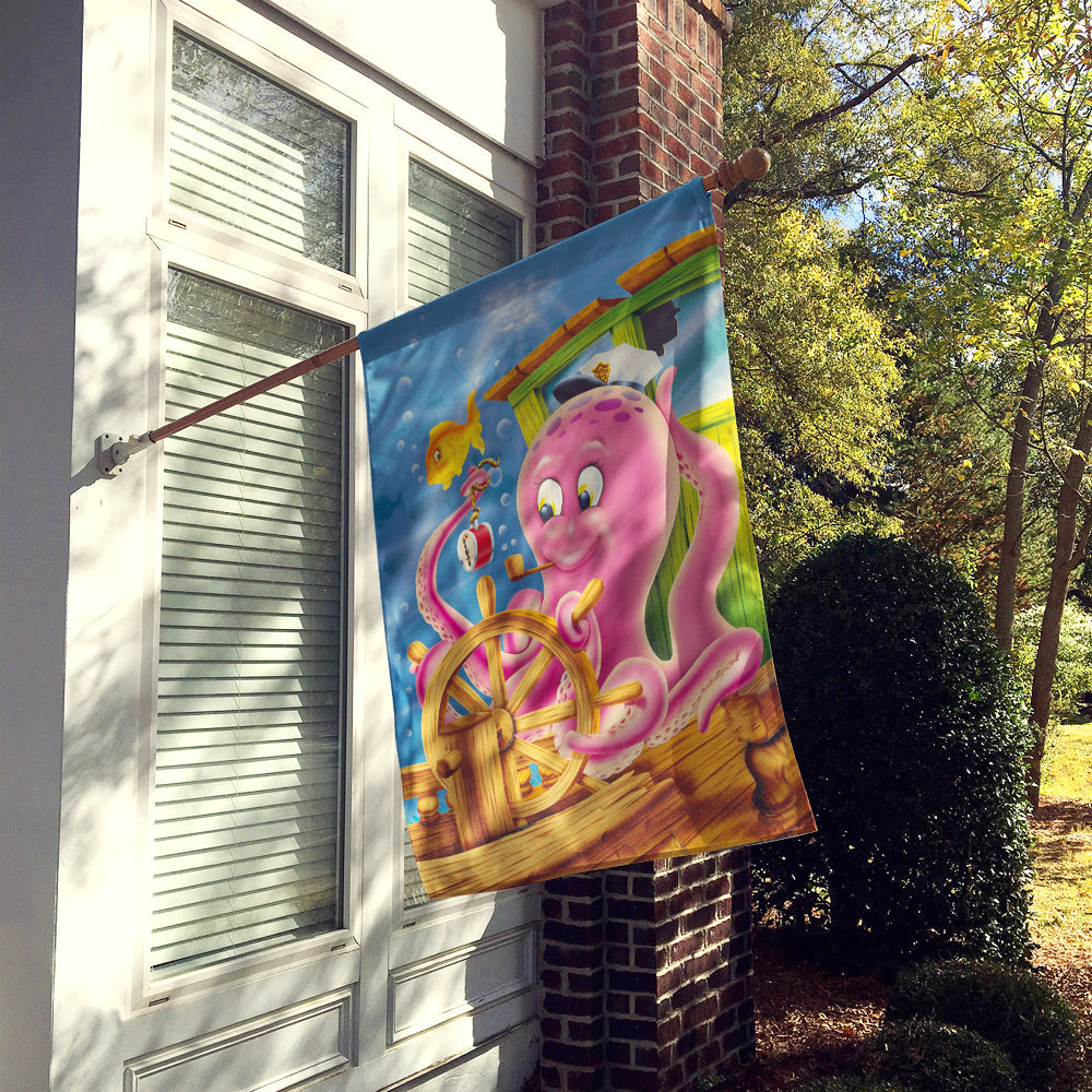 Captain Octopus House Flag 28x40 Porch Sleeve Pole Decorative Outside Yard Banner Artwork Wall Hanging, Polyester