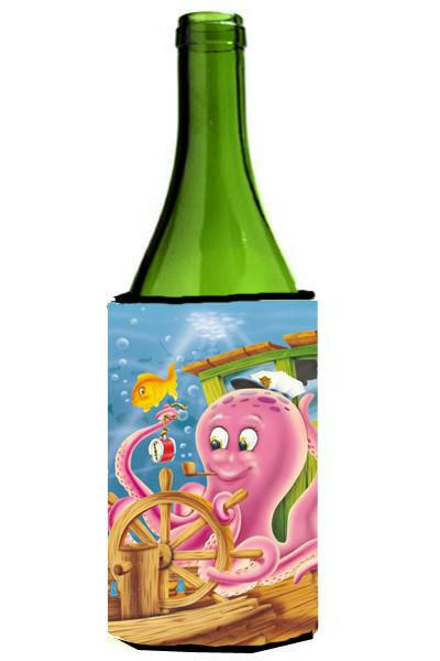 Captain Octopus Wine Bottle Hugger Gift Sleeve for Standard 750 ml Bottles, Insulated Reusable Also Fits Mini Shot & Pint Bottles
