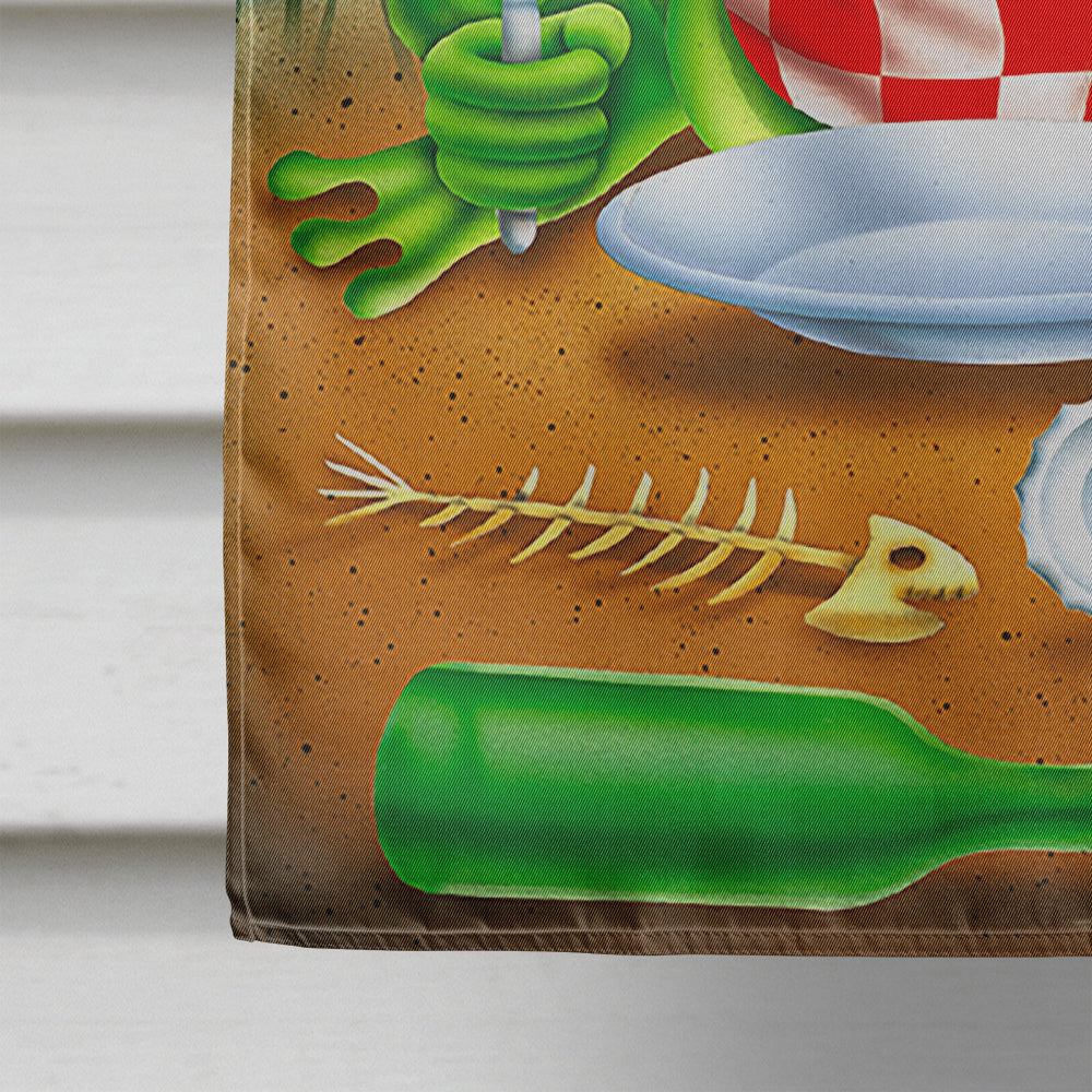 Frog Happy Plate House Flag 28x40 Porch Sleeve Pole Decorative Outside Yard Banner Artwork Wall Hanging, Polyester