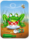 Frog Happy Plate Cutting Board Tempered Glass Kitchen Cutting Surface, Heat Resistant Chopping, Non-Slip Feet, Food Prep & Serving