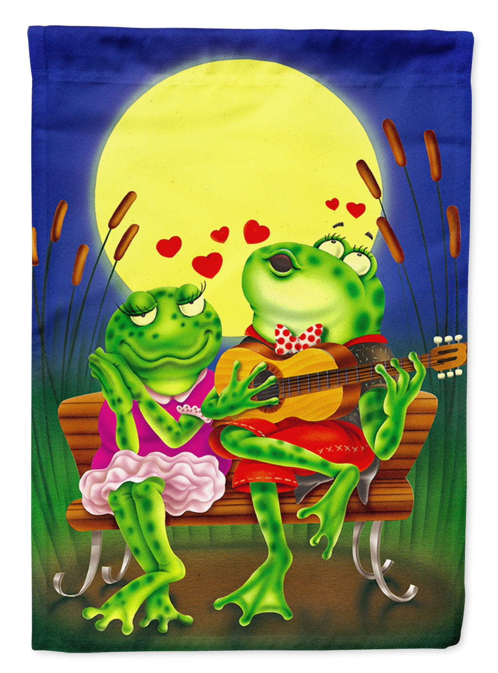 Frog Love Songs House Flag 28x40 Porch Sleeve Pole Decorative Outside Yard Banner Artwork Wall Hanging, Polyester