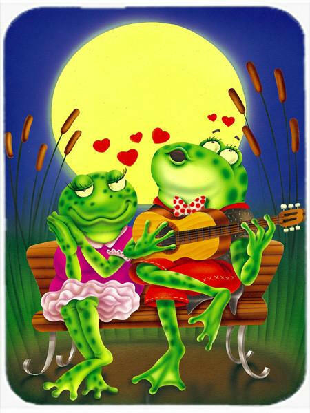 Frog Love Songs Cutting Board Tempered Glass Kitchen Cutting Surface, Heat Resistant Chopping, Non-Slip Feet, Food Prep & Serving