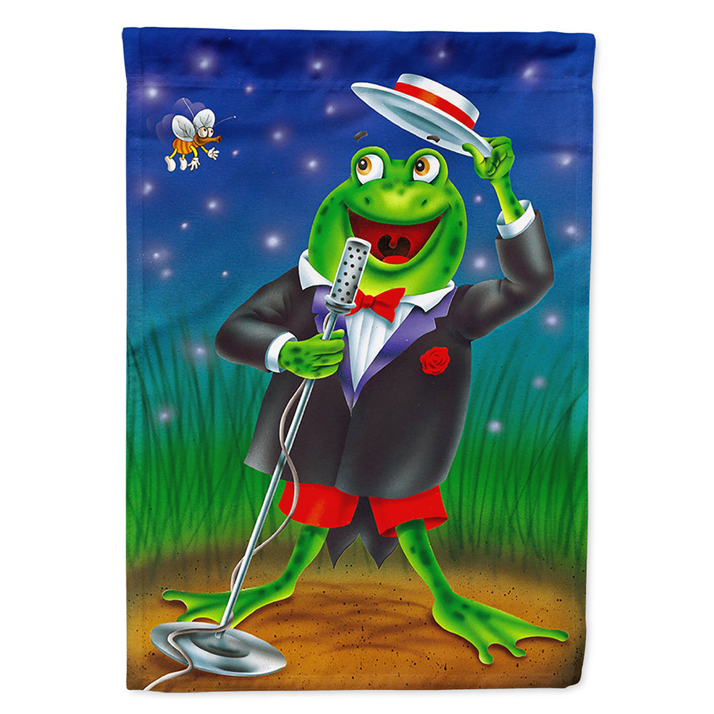 Frog Comedy Routine House Flag 28x40 Porch Sleeve Pole Decorative Outside Yard Banner Artwork Wall Hanging, Polyester
