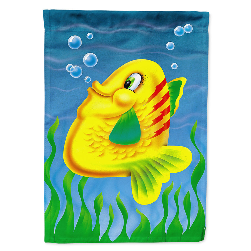 Yellow Fish House Flag 28x40 Porch Sleeve Pole Decorative Outside Yard Banner Artwork Wall Hanging, Polyester
