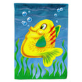 Yellow Fish House Flag 28x40 Porch Sleeve Pole Decorative Outside Yard Banner Artwork Wall Hanging, Polyester