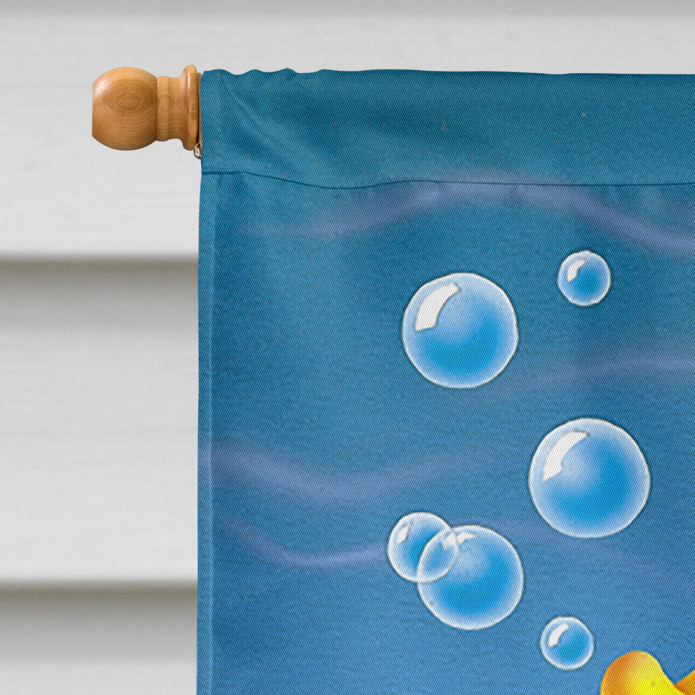 Yellow Fish House Flag 28x40 Porch Sleeve Pole Decorative Outside Yard Banner Artwork Wall Hanging, Polyester