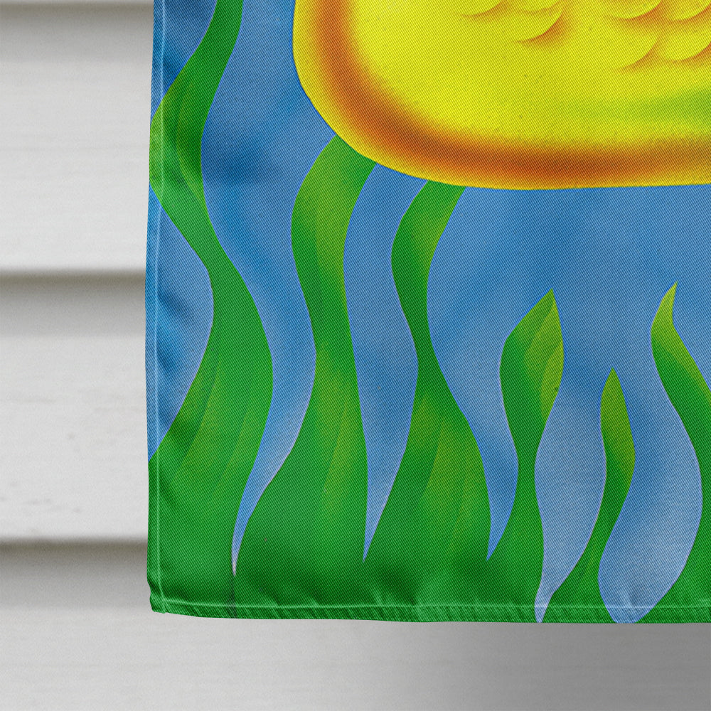 Yellow Fish House Flag 28x40 Porch Sleeve Pole Decorative Outside Yard Banner Artwork Wall Hanging, Polyester