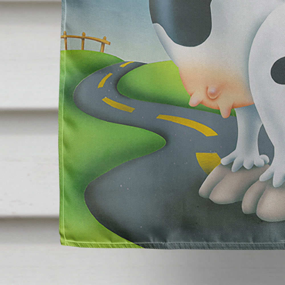 Cow on a Bike Ride House Flag 28x40 Porch Sleeve Pole Decorative Outside Yard Banner Artwork Wall Hanging, Polyester