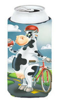 Cow on a Bike Ride Tall Boy Hugger Can Cooler Sleeve Machine Washable Drink Collapsible Insulator Beverage Insulated Holder