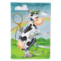 Cow playing Tennis House Flag 28x40 Porch Sleeve Pole Decorative Outside Yard Banner Artwork Wall Hanging, Polyester