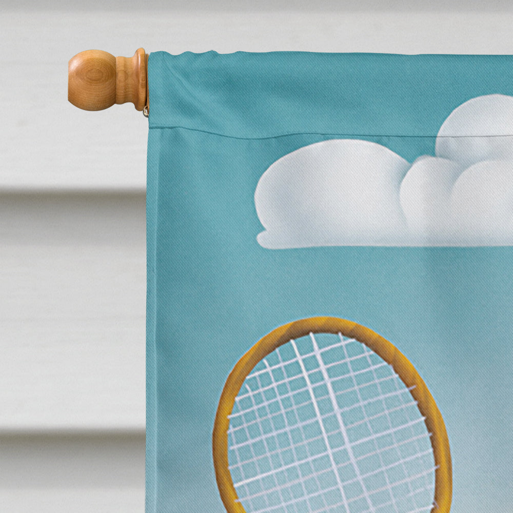 Cow playing Tennis House Flag 28x40 Porch Sleeve Pole Decorative Outside Yard Banner Artwork Wall Hanging, Polyester