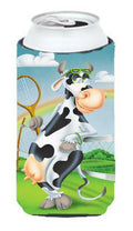 Cow playing Tennis Tall Boy Hugger Can Cooler Sleeve Machine Washable Drink Collapsible Insulator Beverage Insulated Holder