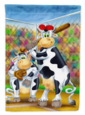 Cow playing Baseball House Flag 28x40 Porch Sleeve Pole Decorative Outside Yard Banner Artwork Wall Hanging, Polyester