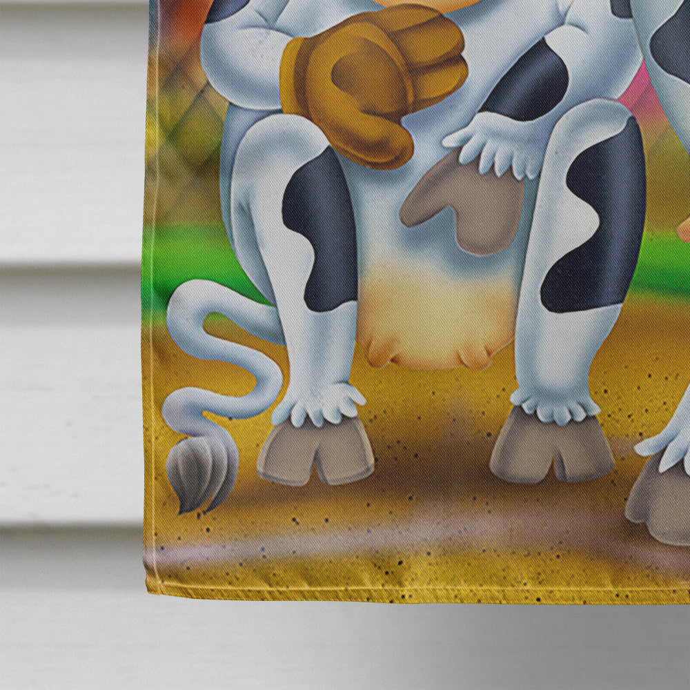Cow playing Baseball House Flag 28x40 Porch Sleeve Pole Decorative Outside Yard Banner Artwork Wall Hanging, Polyester