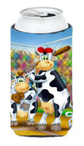 Cow playing Baseball Tall Boy Hugger Can Cooler Sleeve Machine Washable Drink Collapsible Insulator Beverage Insulated Holder