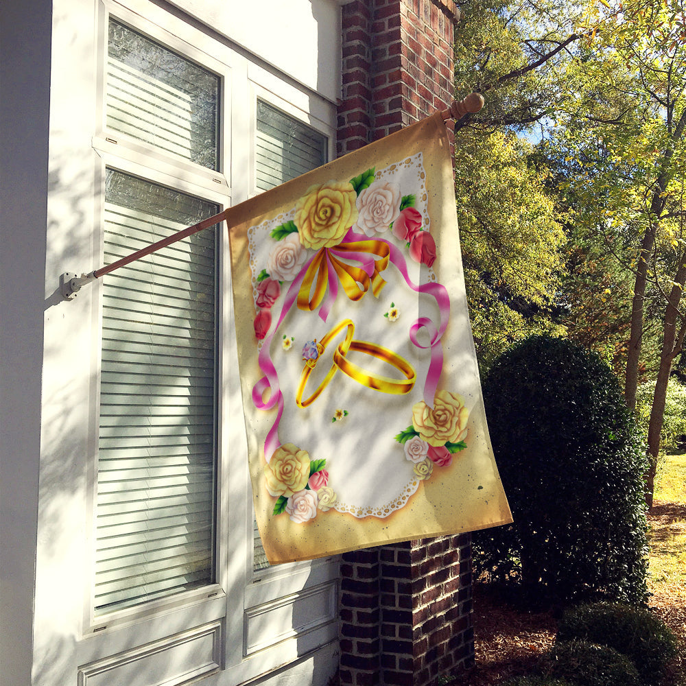 Wedding Rings House Flag 28x40 Porch Sleeve Pole Decorative Outside Yard Banner Artwork Wall Hanging, Polyester