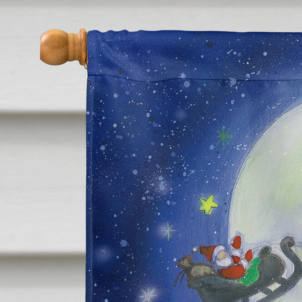 Angels watching Santa Claus House Flag 28x40 Porch Sleeve Pole Decorative Outside Yard Banner Artwork Wall Hanging, Polyester