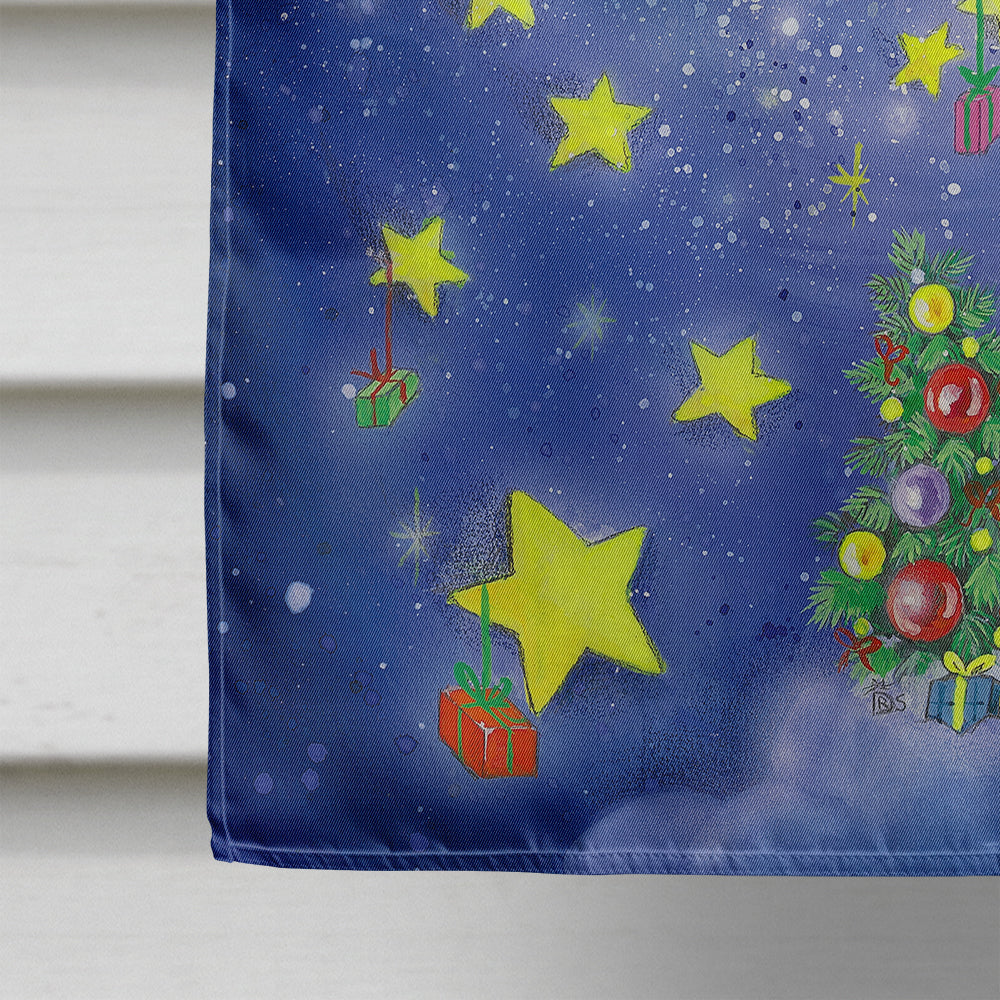 Angels watching Santa Claus House Flag 28x40 Porch Sleeve Pole Decorative Outside Yard Banner Artwork Wall Hanging, Polyester
