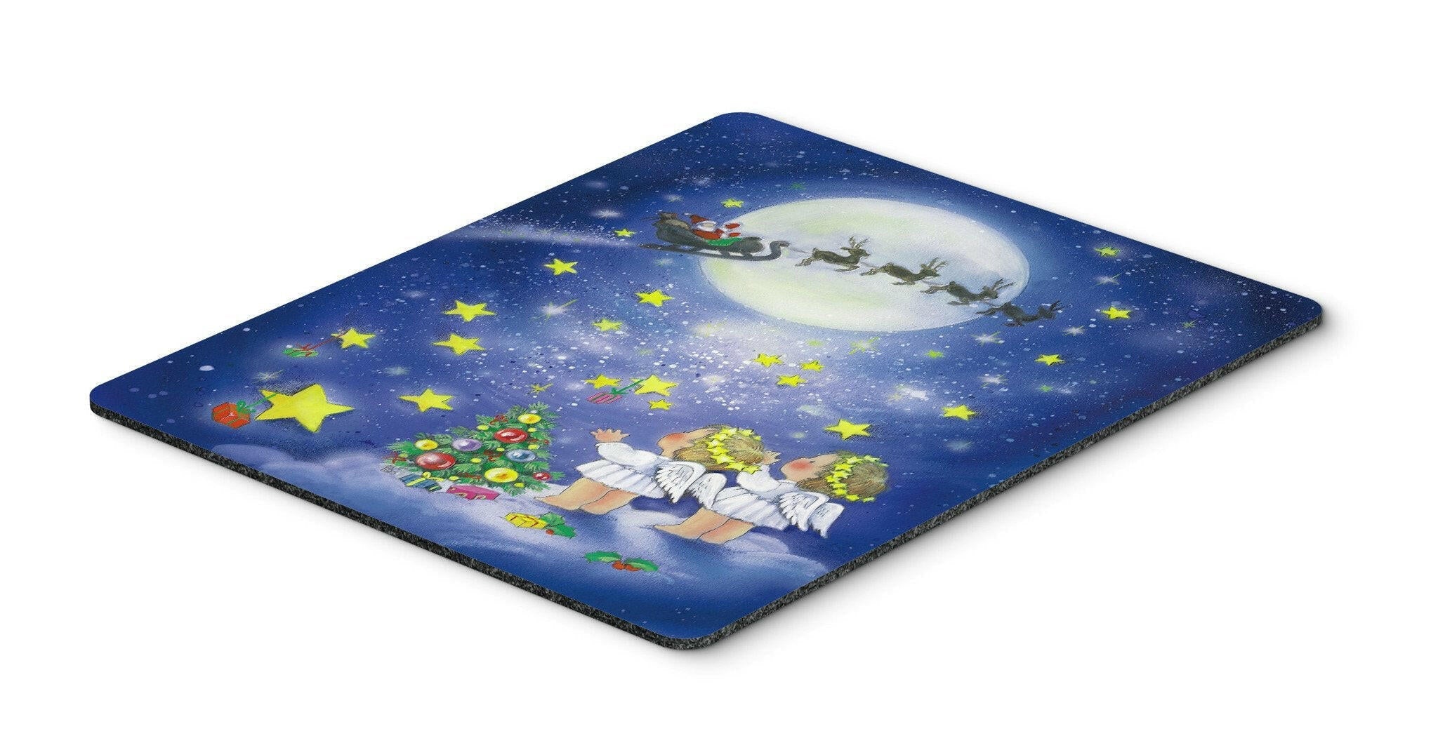 Angels watching Santa Claus Mouse Pad, Heat Resistant Trivet Hot Pad , Non Slip Rubber Desk Mat, Kitchen Counter Protector, Home Office Decor Gift