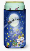 Angels watching Santa Claus Tall Boy Hugger Can Cooler Sleeve Machine Washable Drink Collapsible Insulator Beverage Insulated Holder