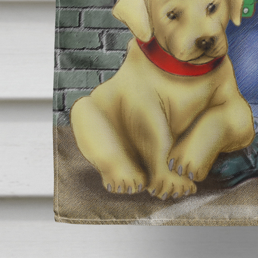 Teddy Bear and his Lab House Flag 28x40 Porch Sleeve Pole Decorative Outside Yard Banner Artwork Wall Hanging, Polyester