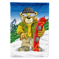 Teddy Bear Snowboarding House Flag 28x40 Porch Sleeve Pole Decorative Outside Yard Banner Artwork Wall Hanging, Polyester