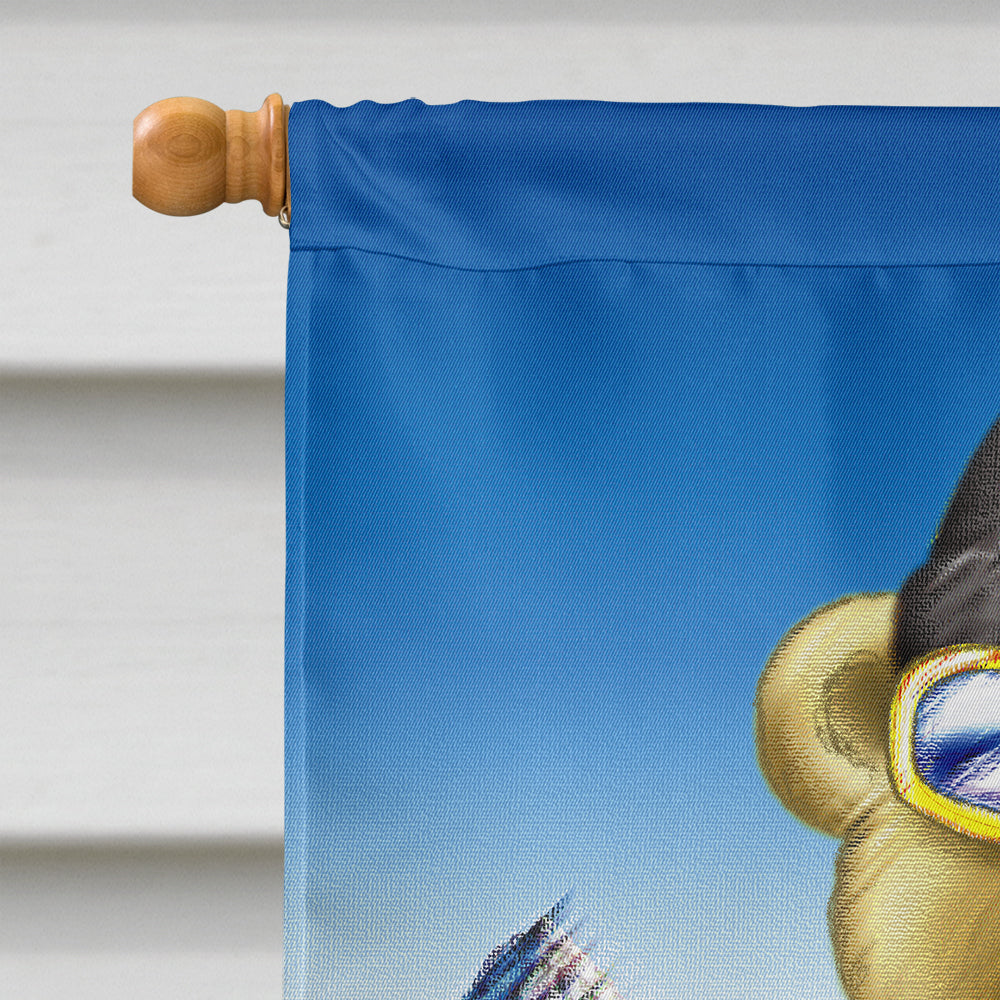 Teddy Bear Snowboarding House Flag 28x40 Porch Sleeve Pole Decorative Outside Yard Banner Artwork Wall Hanging, Polyester