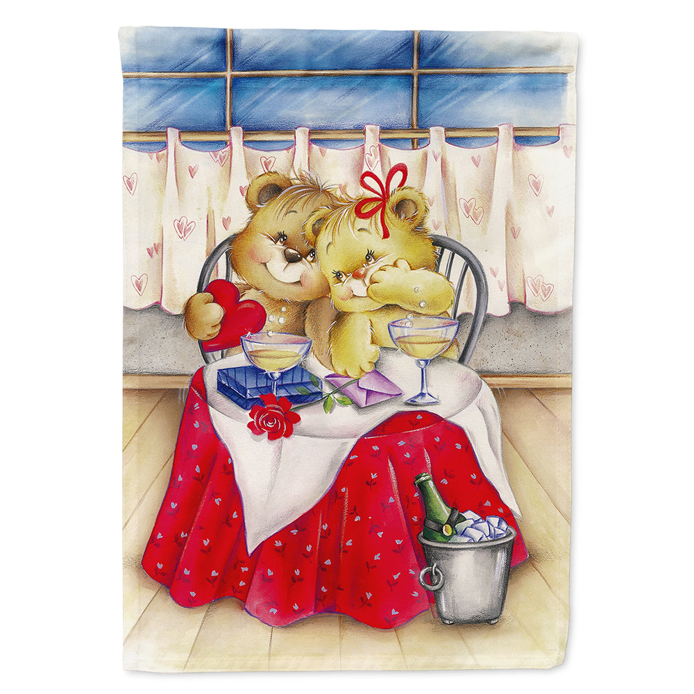 Teddy Bears In Love Valentine's Day House Flag 28x40 Porch Sleeve Pole Decorative Outside Yard Banner Artwork Wall Hanging, Polyester
