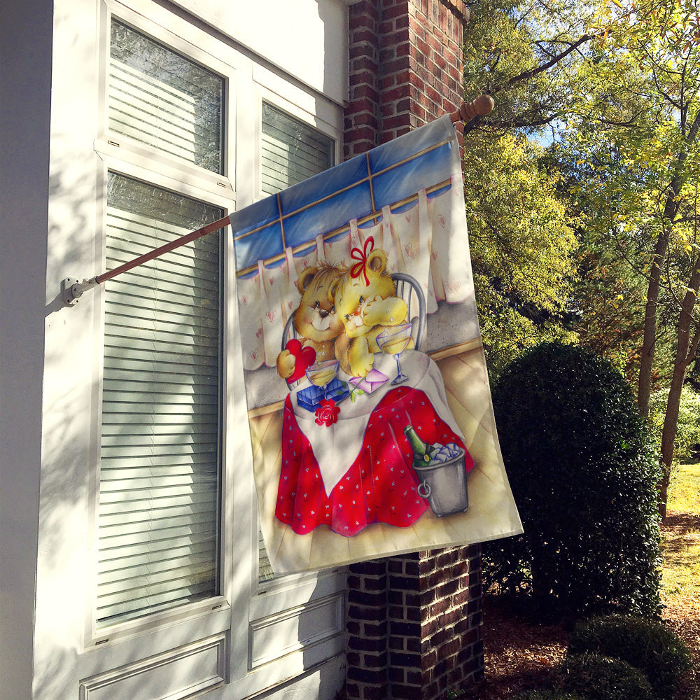 Teddy Bears In Love Valentine's Day House Flag 28x40 Porch Sleeve Pole Decorative Outside Yard Banner Artwork Wall Hanging, Polyester