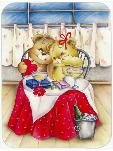 Teddy Bears In Love Valentine's Day Cutting Board Tempered Glass Kitchen Cutting Surface, Heat Resistant Chopping, Non-Slip Feet, Food Prep & Serving