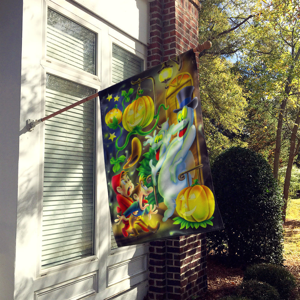 Scary Ghosts and Halloween Trick or Treaters House Flag 28x40 Porch Sleeve Pole Decorative Outside Yard Banner Artwork Wall Hanging, Polyester