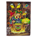 Witch and Crows Stirring it up Halloween House Flag 28x40 Porch Sleeve Pole Decorative Outside Yard Banner Artwork Wall Hanging, Polyester