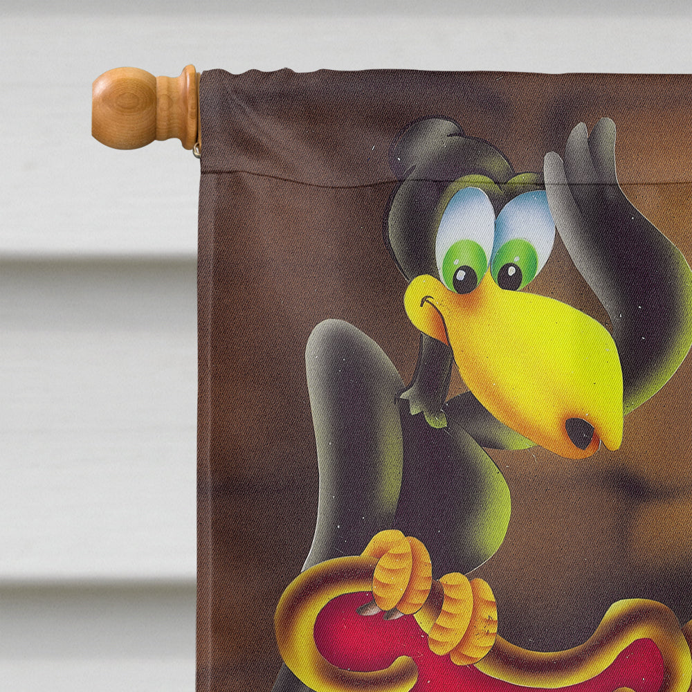 Witch and Crows Stirring it up Halloween House Flag 28x40 Porch Sleeve Pole Decorative Outside Yard Banner Artwork Wall Hanging, Polyester