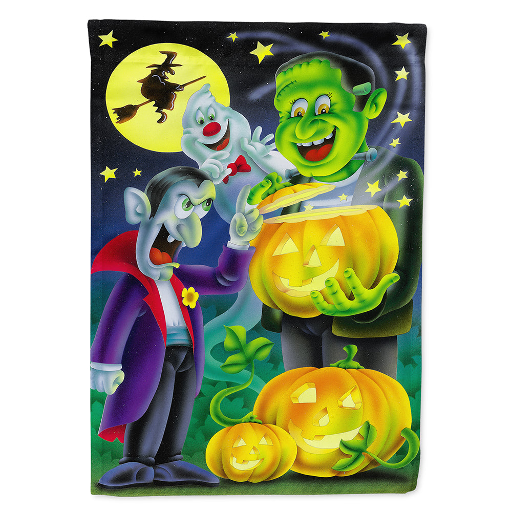 Halloween with Dracula and Frankenstein House Flag 28x40 Porch Sleeve Pole Decorative Outside Yard Banner Artwork Wall Hanging, Polyester