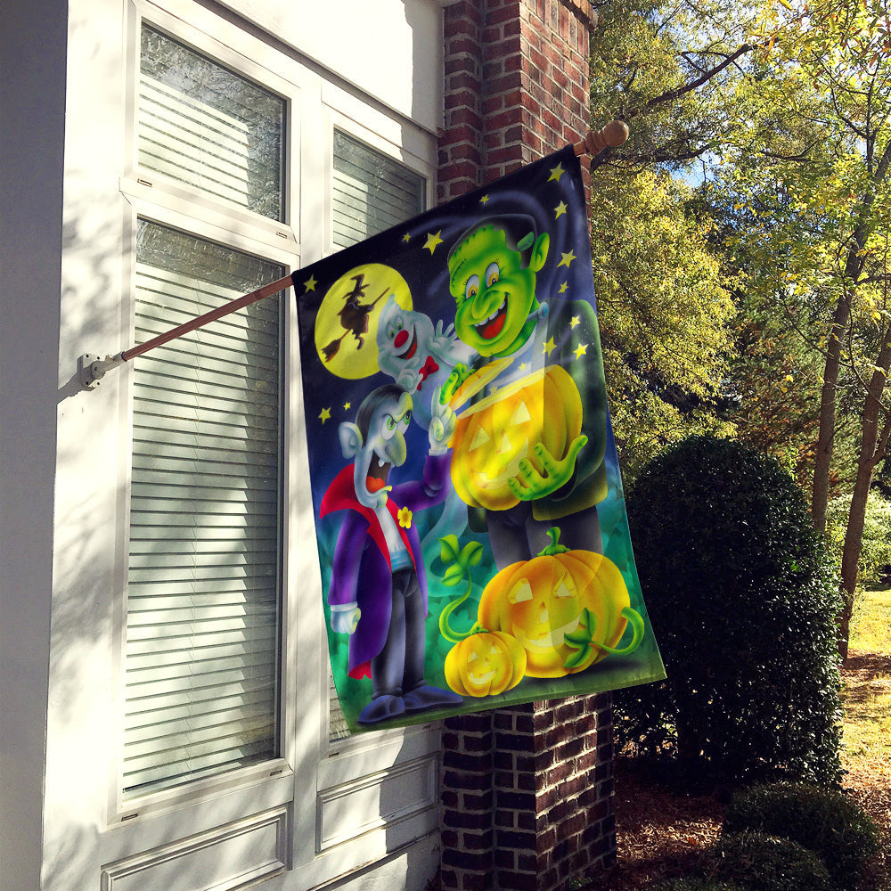 Halloween with Dracula and Frankenstein House Flag 28x40 Porch Sleeve Pole Decorative Outside Yard Banner Artwork Wall Hanging, Polyester