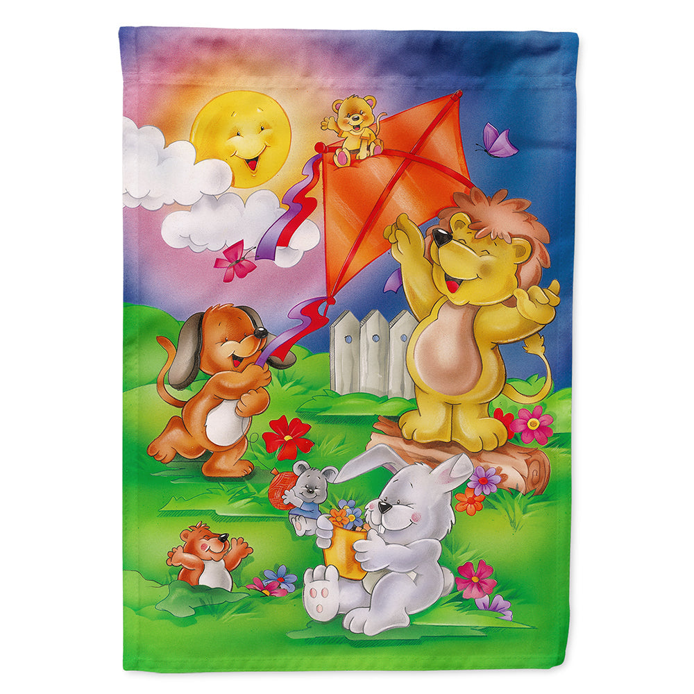Play Time Animals House Flag 28x40 Porch Sleeve Pole Decorative Outside Yard Banner Artwork Wall Hanging, Polyester