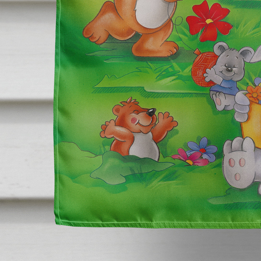 Play Time Animals House Flag 28x40 Porch Sleeve Pole Decorative Outside Yard Banner Artwork Wall Hanging, Polyester