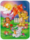 Play Time Animals Cutting Board Tempered Glass Kitchen Cutting Surface, Heat Resistant Chopping, Non-Slip Feet, Food Prep & Serving