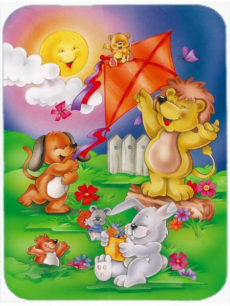 Play Time Animals Cutting Board Tempered Glass Kitchen Cutting Surface, Heat Resistant Chopping, Non-Slip Feet, Food Prep & Serving