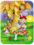 Animals under the coconut tree Cutting Board Tempered Glass Kitchen Cutting Surface, Heat Resistant Chopping, Non-Slip Feet, Food Prep & Serving
