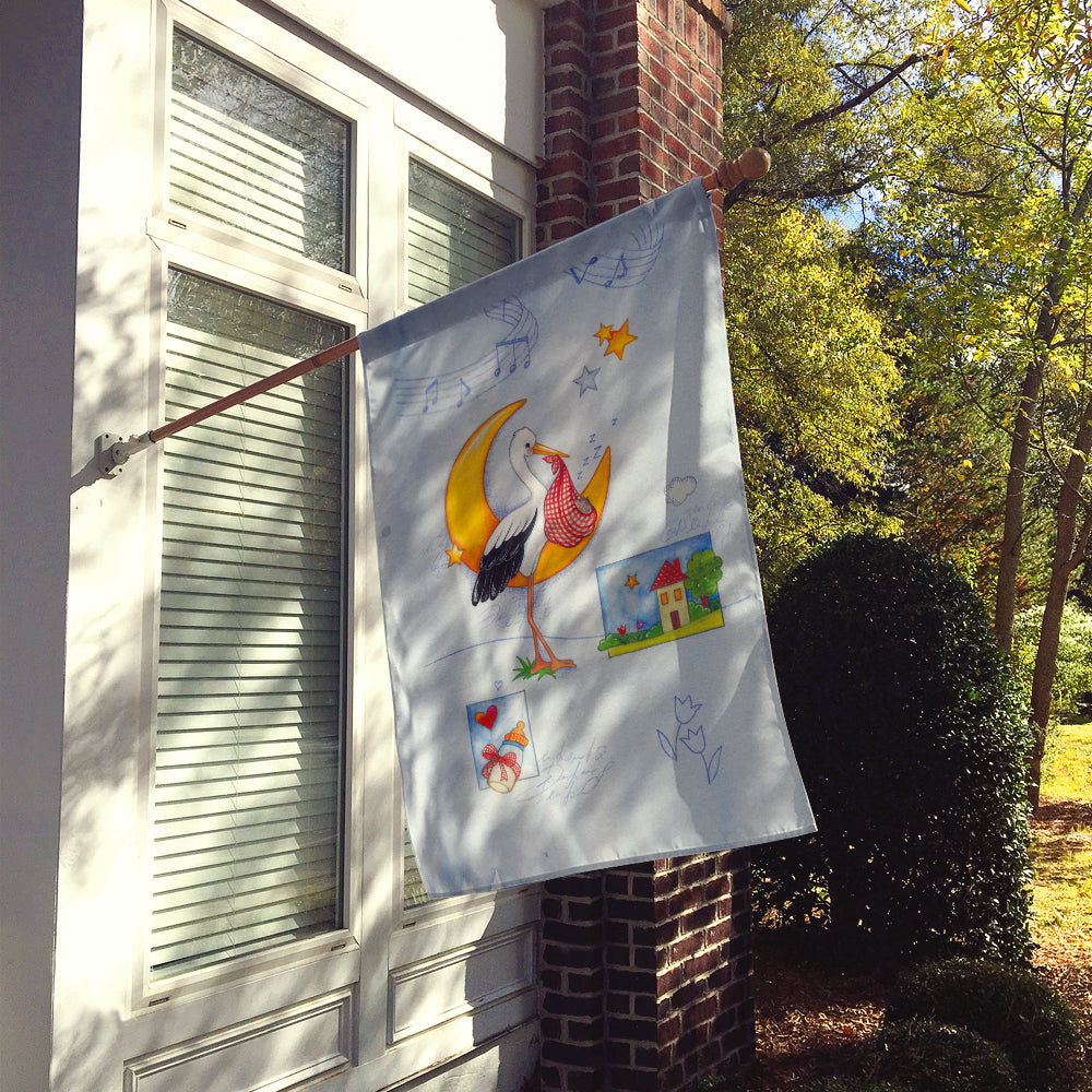 Expecting Stork bringing Baby House Flag 28x40 Porch Sleeve Pole Decorative Outside Yard Banner Artwork Wall Hanging, Polyester